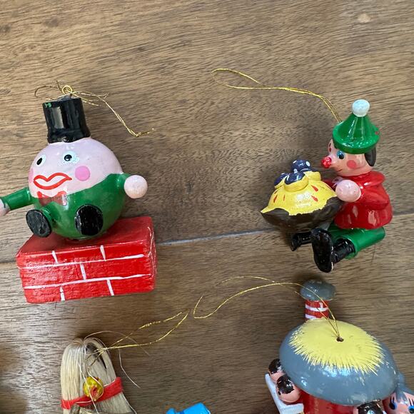 Vintage nursery rhyme storybook Wood Ornaments Handmade Christmas set of 10 - Picture 7 of 13